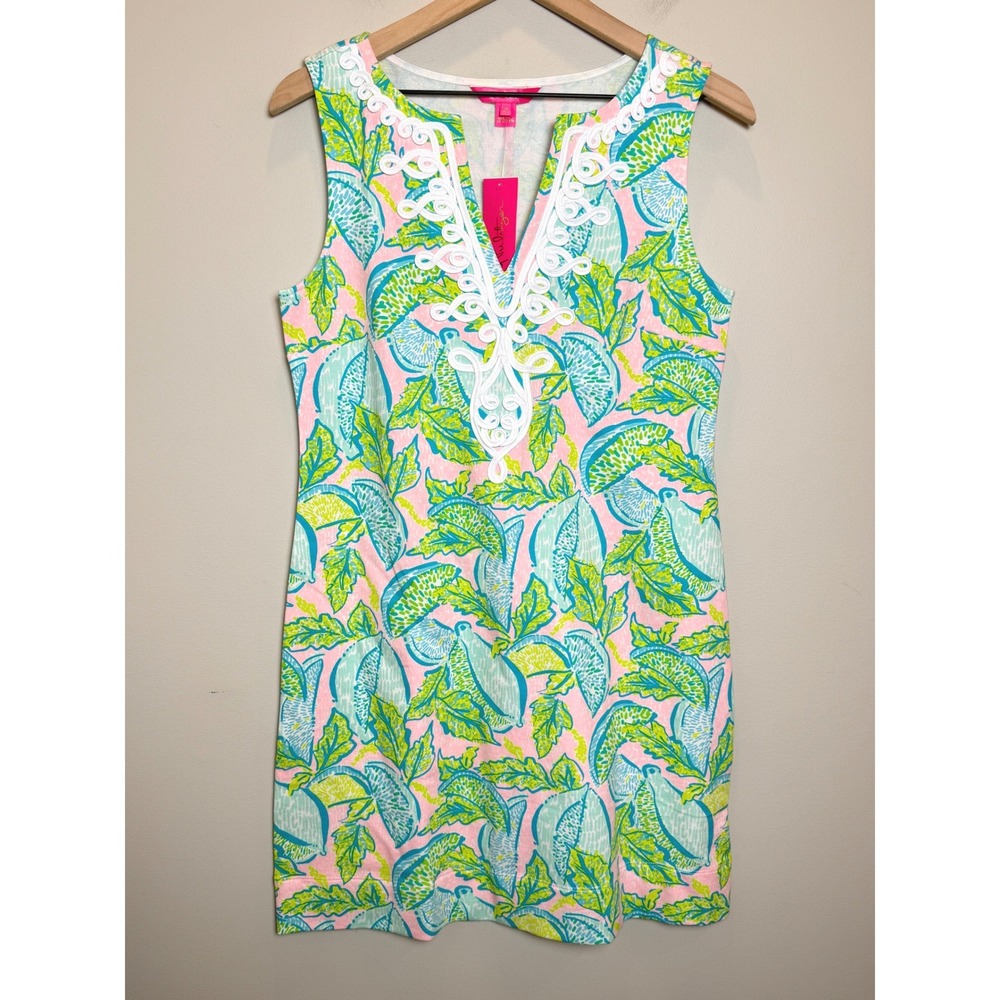 NWT Lilly Pulitzer Medium Harper Sleeveless Shift Dress Pink Green Tropical M